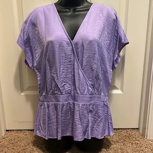 Purple Short Sleeve Blouse